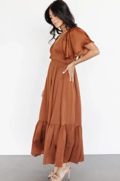 Baltic Born Lovell Smocked Midi Dress | Dark Copper
