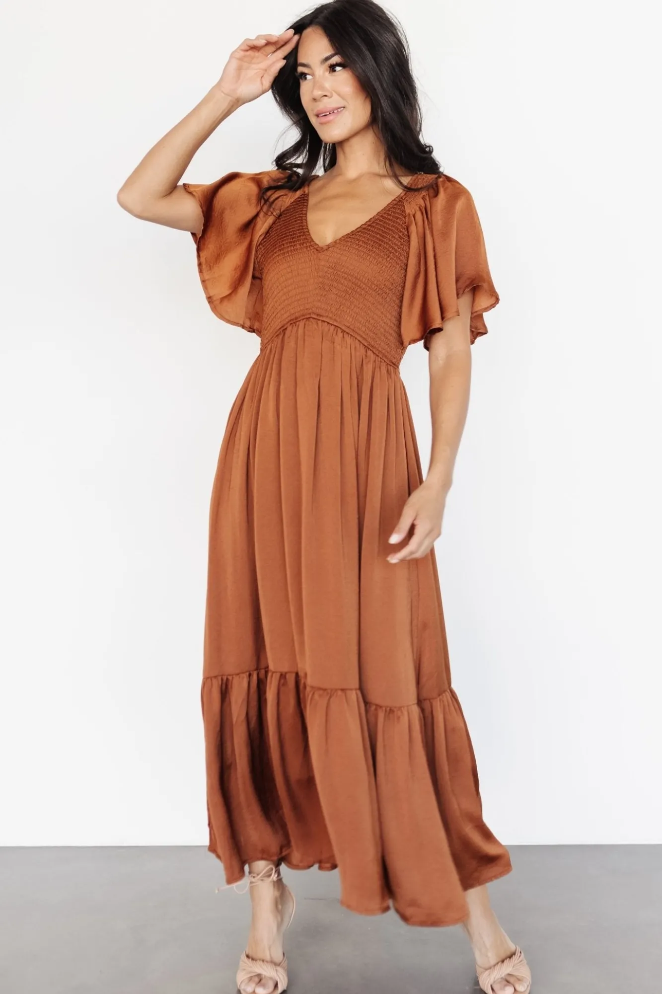 Baltic Born Lovell Smocked Midi Dress | Dark Copper