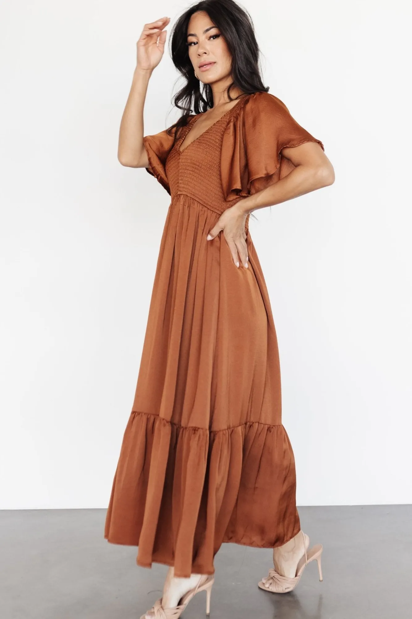 Baltic Born Lovell Smocked Midi Dress | Dark Copper