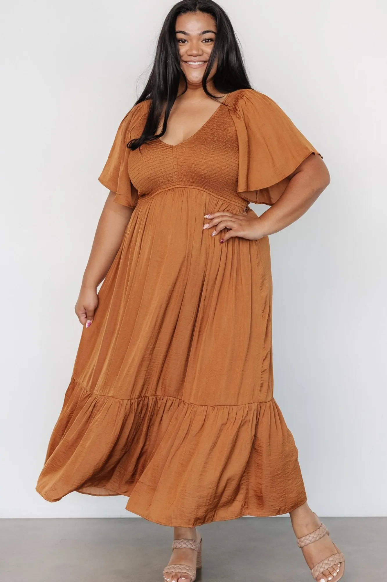 Baltic Born Lovell Smocked Midi Dress | Dark Copper