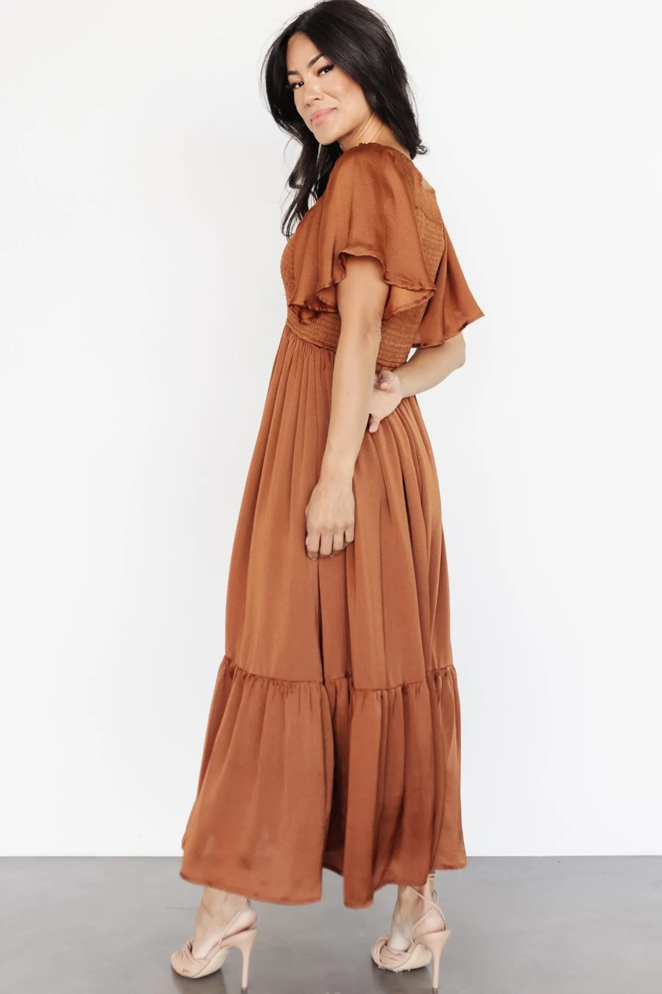 Baltic Born Lovell Smocked Midi Dress | Dark Copper