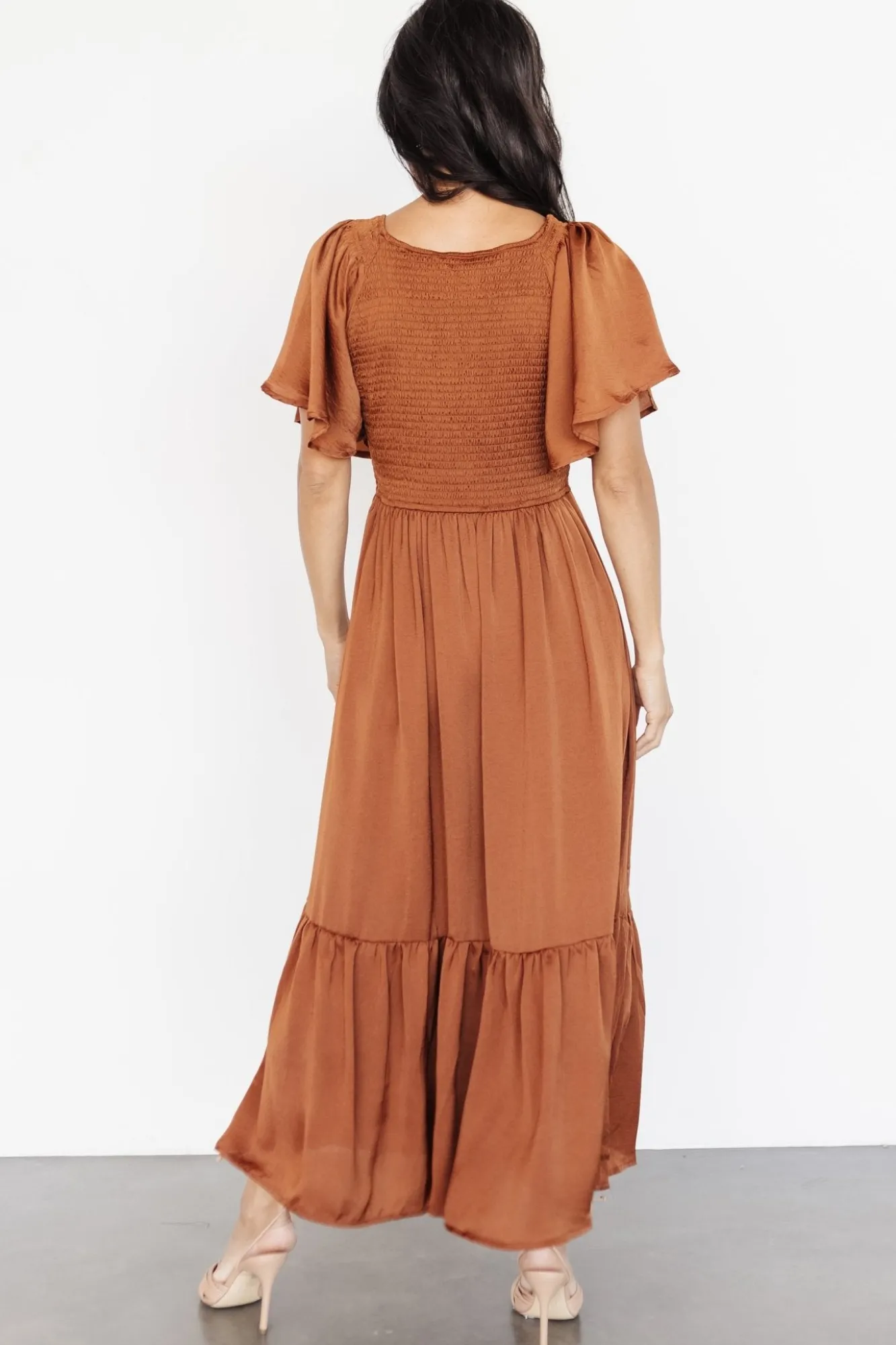 Baltic Born Lovell Smocked Midi Dress | Dark Copper