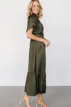 Baltic Born Lovell Smocked Midi Dress | Deep Olive