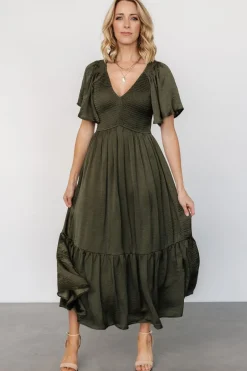 Baltic Born Lovell Smocked Midi Dress | Deep Olive