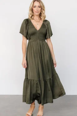 Baltic Born Lovell Smocked Midi Dress | Deep Olive