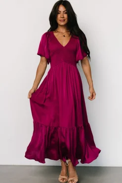 Baltic Born Lovell Smocked Midi Dress | Wine Berry