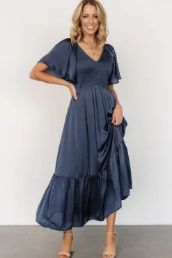 Baltic Born Lovell Smocked Midi Dress | Midnight Blue