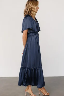 Baltic Born Lovell Smocked Midi Dress | Midnight Blue