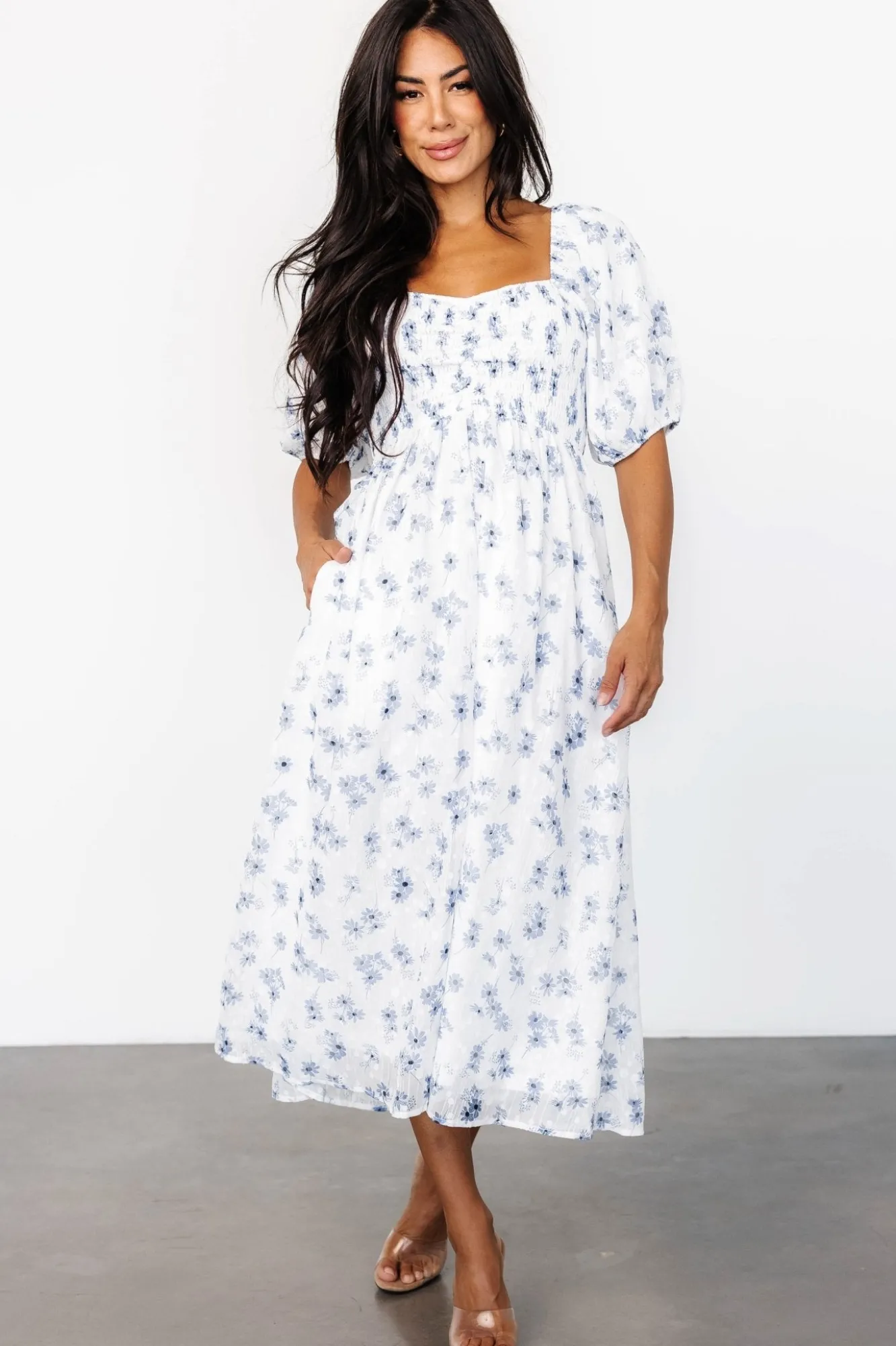 Baltic Born Luca Dress | White + Blue Floral