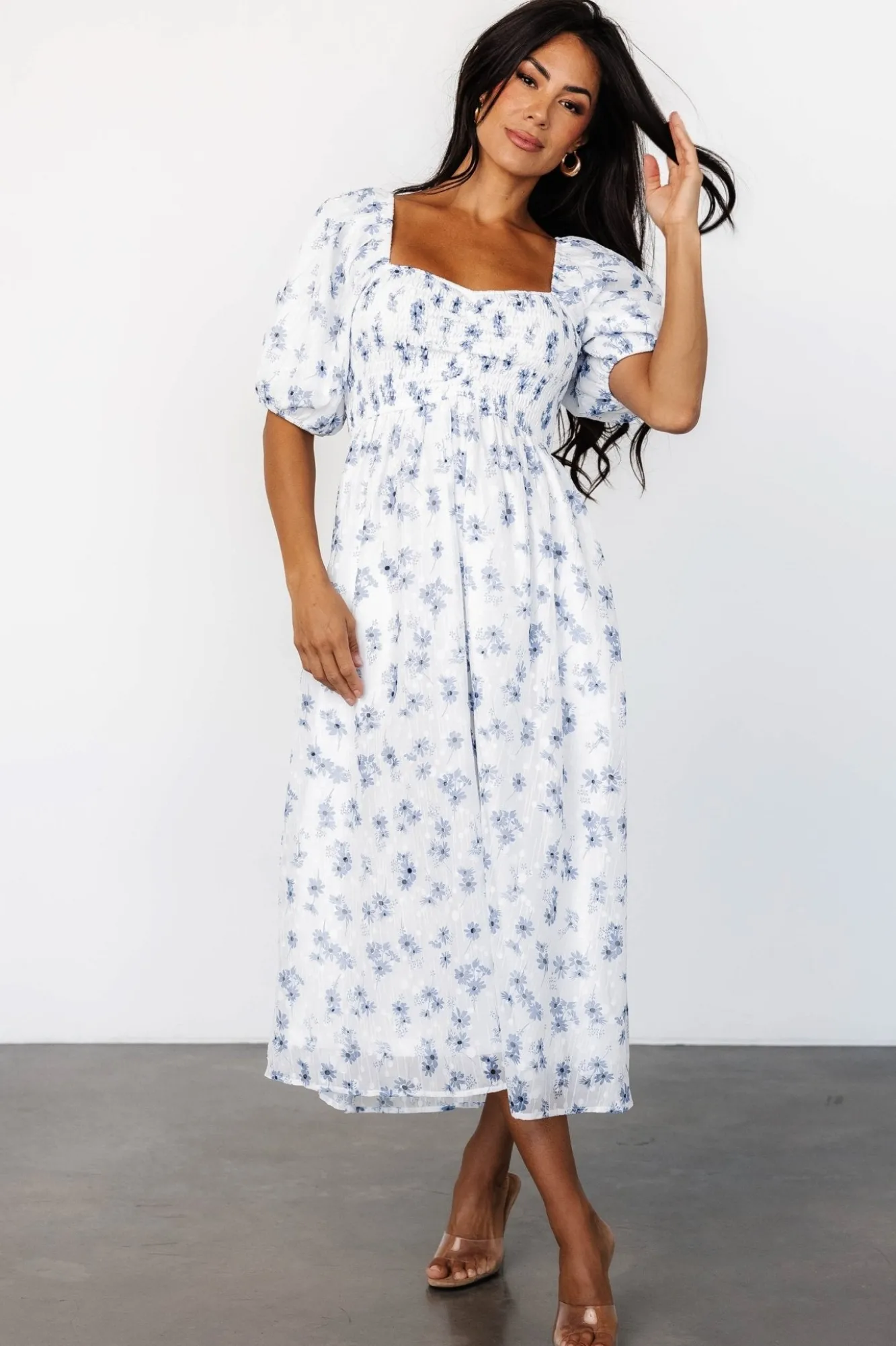 Baltic Born Luca Dress | White + Blue Floral