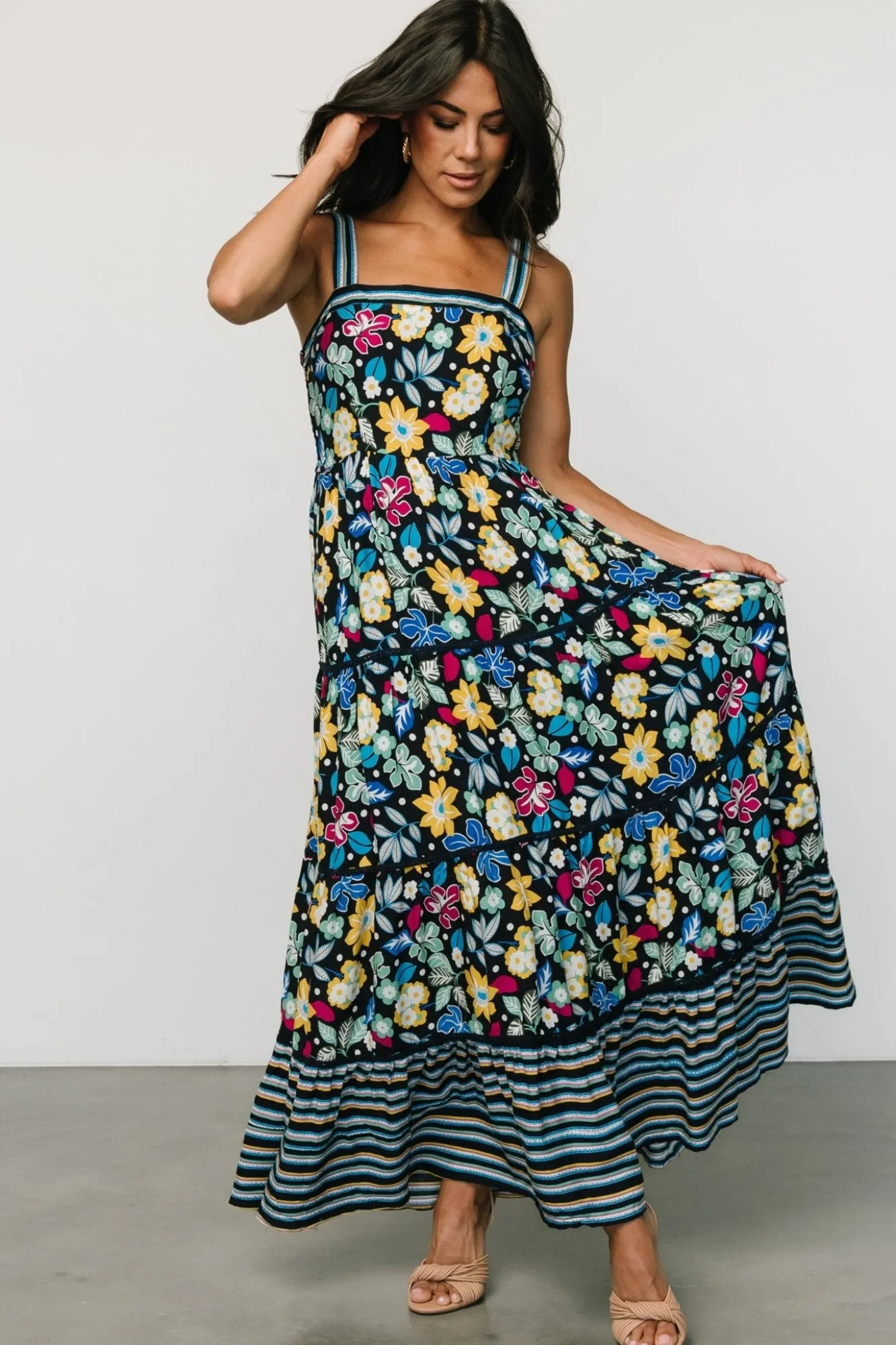 Baltic Born Lucia Tank Maxi Dress | Black Multi Print