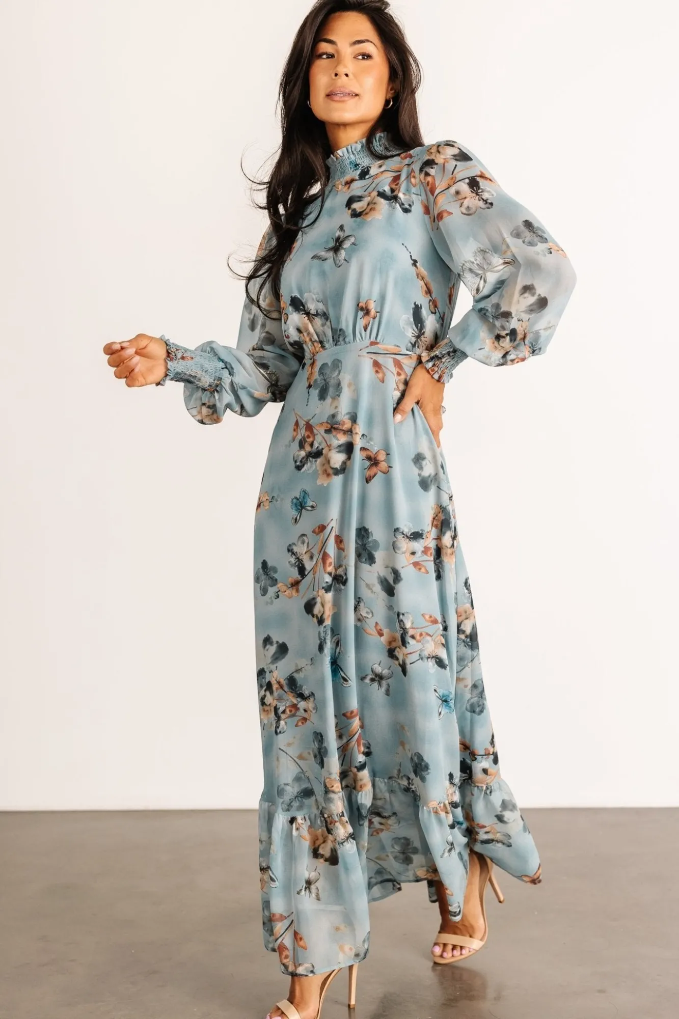 Baltic Born Luciana Maxi Dress | Cyan Blue Floral
