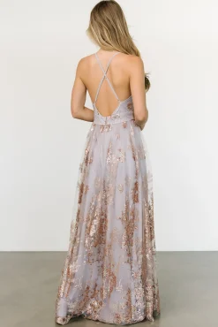 Baltic Born Lucienne Shimmer Maxi Gown | Dusty Lilac + Rose