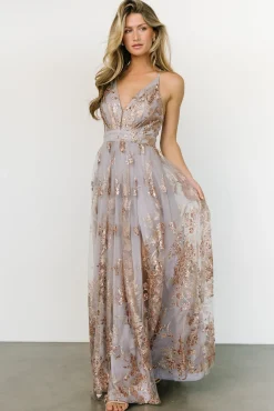 Baltic Born Lucienne Shimmer Maxi Gown | Dusty Lilac + Rose