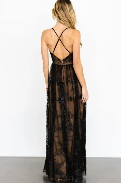Baltic Born Lucienne Shimmer Maxi Gown | Black + Nude