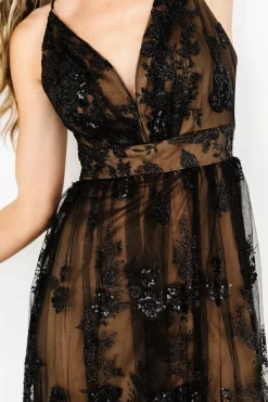 Baltic Born Lucienne Shimmer Maxi Gown | Black + Nude