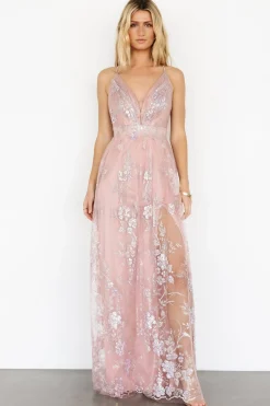 Baltic Born Lucienne Shimmer Maxi Gown | Blushing Rose