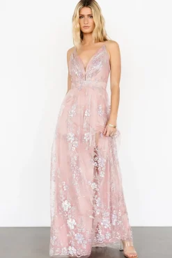 Baltic Born Lucienne Shimmer Maxi Gown | Blushing Rose