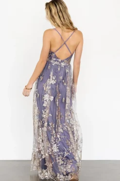 Baltic Born Lucienne Shimmer Maxi Gown | Blue + Gold