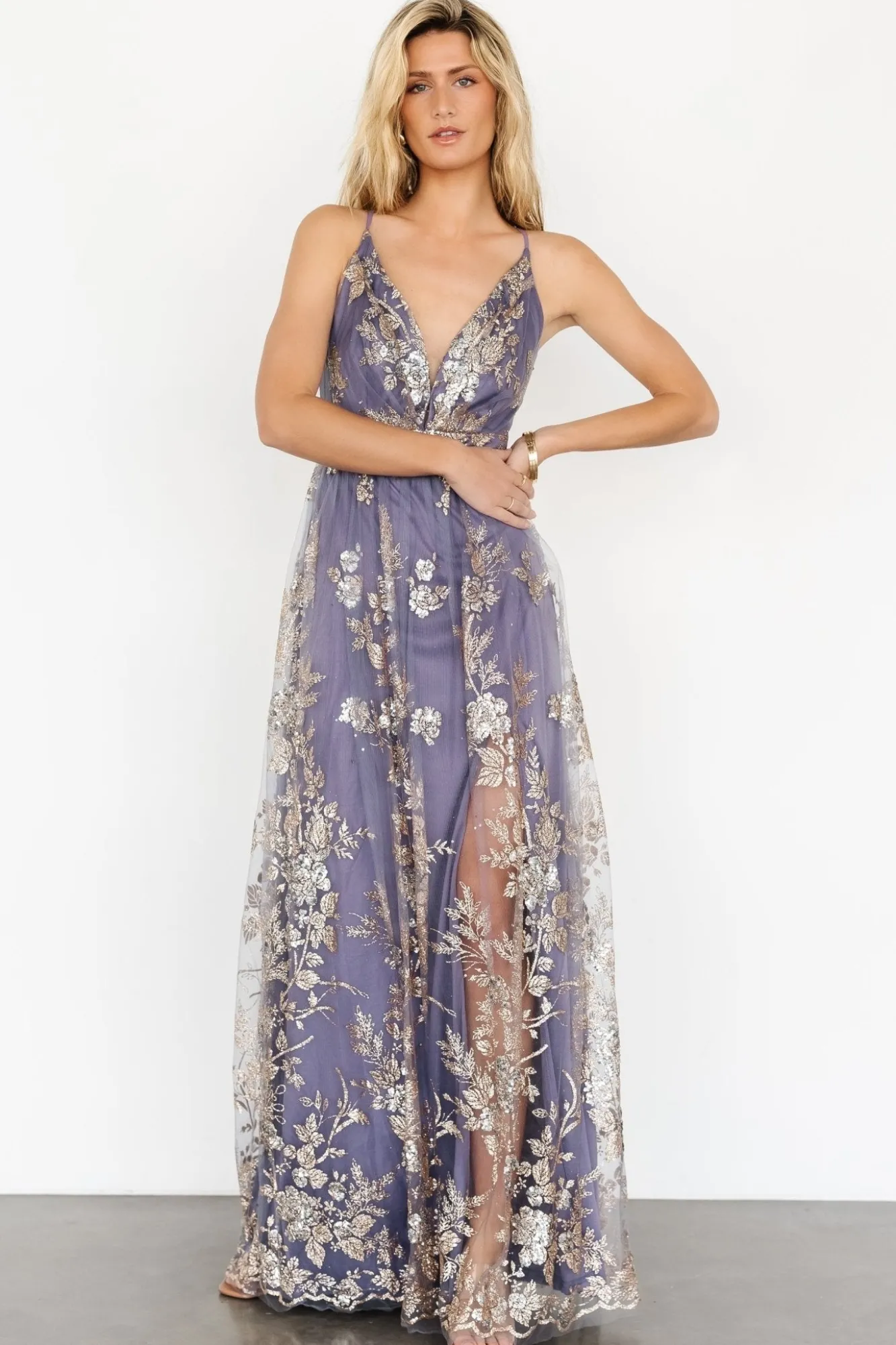 Baltic Born Lucienne Shimmer Maxi Gown | Blue + Gold