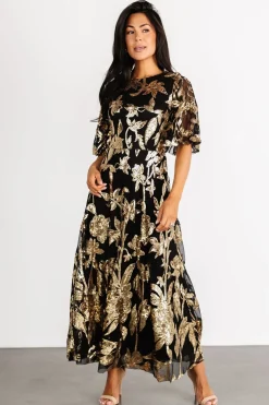 Baltic Born Lucy Sequin Dress | Black + Gold