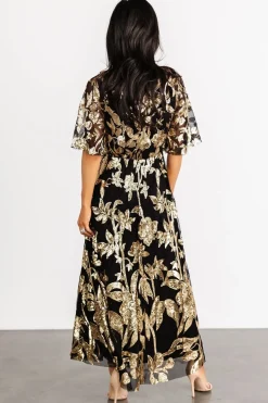 Baltic Born Lucy Sequin Dress | Black + Gold