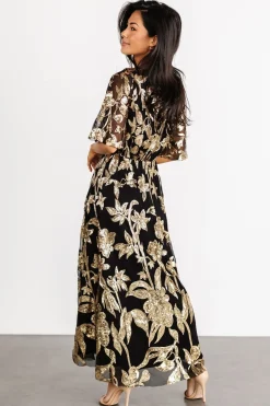 Baltic Born Lucy Sequin Dress | Black + Gold