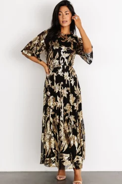 Baltic Born Lucy Sequin Dress | Black + Gold