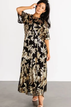 Baltic Born Lucy Sequin Dress | Black + Gold