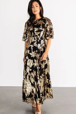 Baltic Born Lucy Sequin Dress | Black + Gold