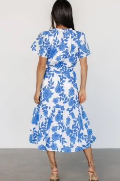 Baltic Born Lydie Button Midi Dress | White + Blue