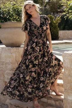 Baltic Born Lynlee Metallic Maxi Dress | Black + Mauve
