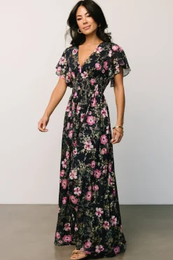 Baltic Born Lynlee Metallic Maxi Dress | Dark Blue + Pink