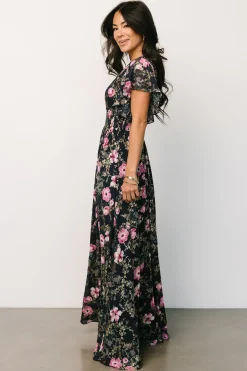 Baltic Born Lynlee Metallic Maxi Dress | Dark Blue + Pink