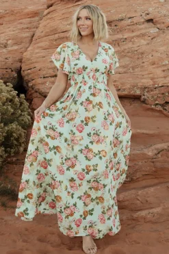 Baltic Born Lynlee Metallic Maxi Dress | Sage + Pink