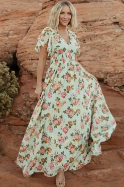 Baltic Born Lynlee Metallic Maxi Dress | Sage + Pink