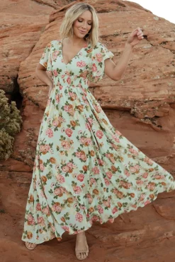 Baltic Born Lynlee Metallic Maxi Dress | Sage + Pink