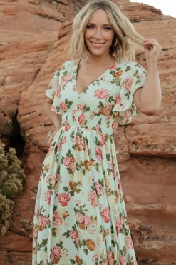 Baltic Born Lynlee Metallic Maxi Dress | Sage + Pink