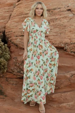 Baltic Born Lynlee Metallic Maxi Dress | Sage + Pink