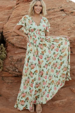 Baltic Born Lynlee Metallic Maxi Dress | Sage + Pink