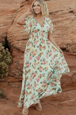 Baltic Born Lynlee Metallic Maxi Dress | Sage + Pink