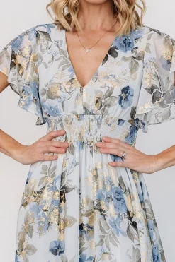 Baltic Born Lynlee Metallic Maxi Dress | Dusty Blue