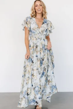 Baltic Born Lynlee Metallic Maxi Dress | Dusty Blue