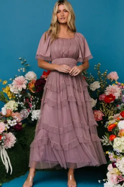 Baltic Born Magdalena Tulle Maxi Dress | Dusty Orchid
