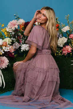 Baltic Born Magdalena Tulle Maxi Dress | Dusty Orchid