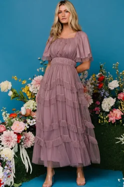 Baltic Born Magdalena Tulle Maxi Dress | Dusty Orchid