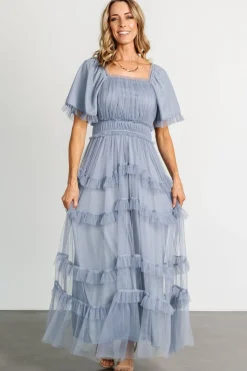 Baltic Born Magdalena Tulle Maxi Dress | Dusty Blue