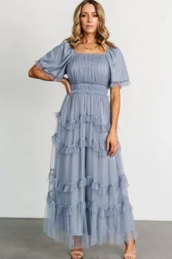 Baltic Born Magdalena Tulle Maxi Dress | Dusty Blue