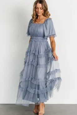 Baltic Born Magdalena Tulle Maxi Dress | Dusty Blue