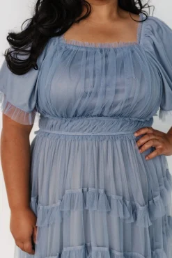 Baltic Born Magdalena Tulle Maxi Dress | Dusty Blue